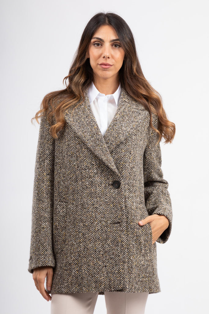 Cappotto in resca di lana e micro paillettes S20172 08397 953 PESERICO 