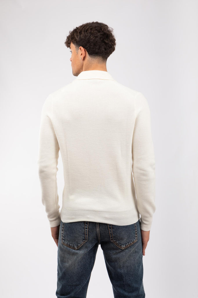 Polo skipper in maglia Panna 57120/14263 005 GRAN SASSO 