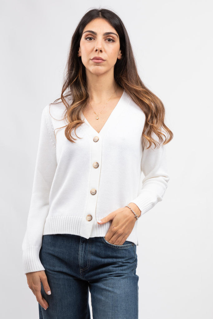 Cardigan basico Bianco 13206/14200 001 GRAN SASSO 