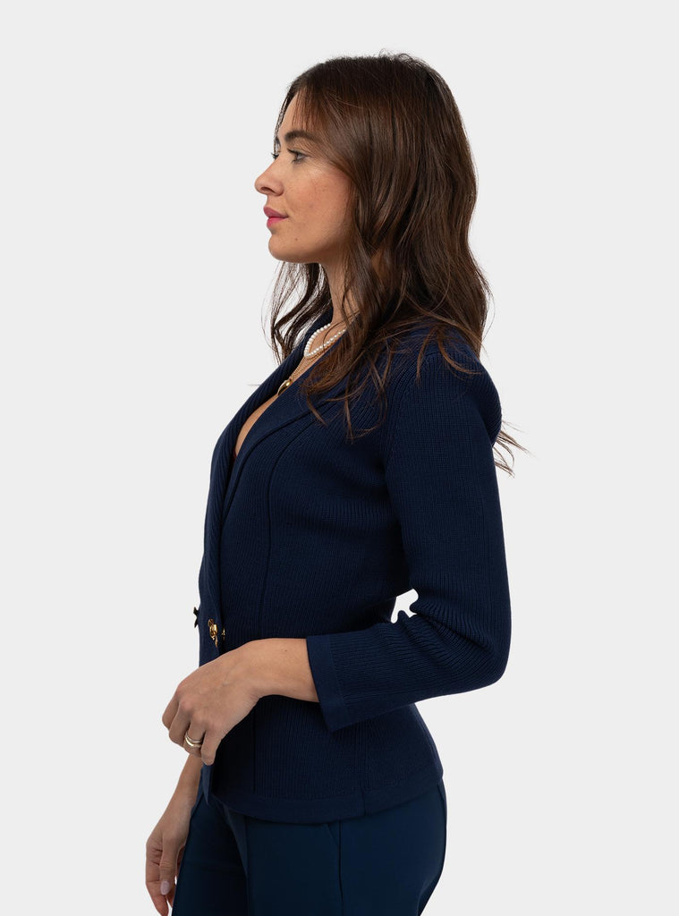 Blazer in maglia con fiocchi gioiello Blu MK64S51E2 DC8 OLTREMARE ELISABETTA FRANCHI 