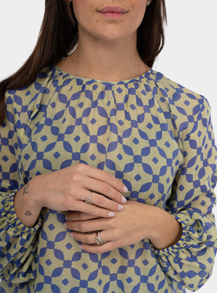 Blusa maniche a sbuffo a fantasia Multicolor SS25612T056 PLATANO NIU 