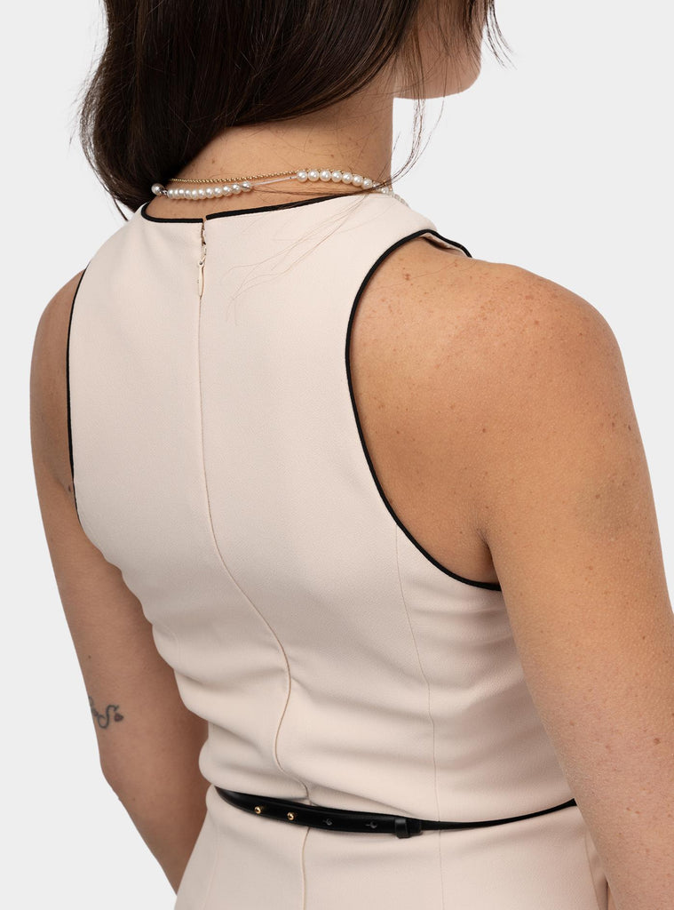 Abito in crêpe con cintura a contrasto Burro ABT5551E2 E84 BURRO/NERO ELISABETTA FRANCHI 