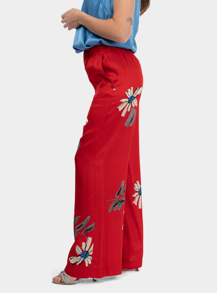 Pantalone fantasia in viscosa Rosso DP9788 RED OTTO D'AME 