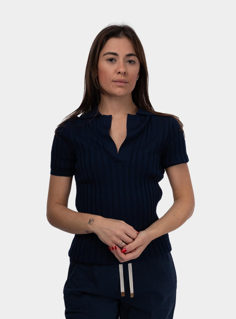 Maglia donne a coste Blu 43207/14771 585 GRAN SASSO 