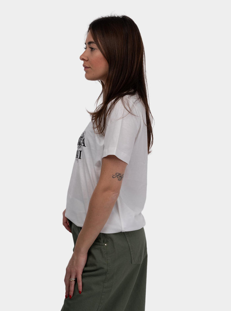 T-shirt in jersey con stampa e ricamo MA00351E2 270GESSO ELISABETTA FRANCHI 