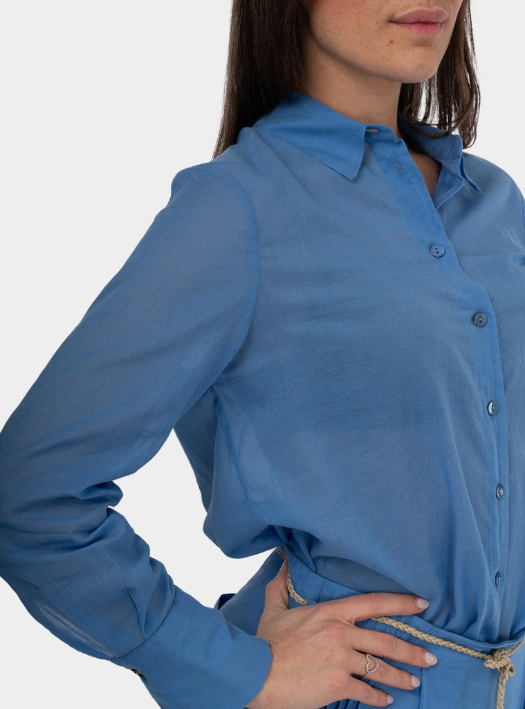 Camicia con fondo stondato Celeste SUMMER 1240IRIS HANAMI D'OR 