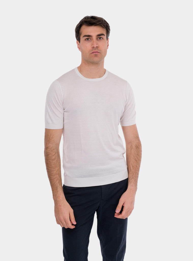 T-shirt in uomo in seta bianco 43112/23503 005 GRAN SASSO 