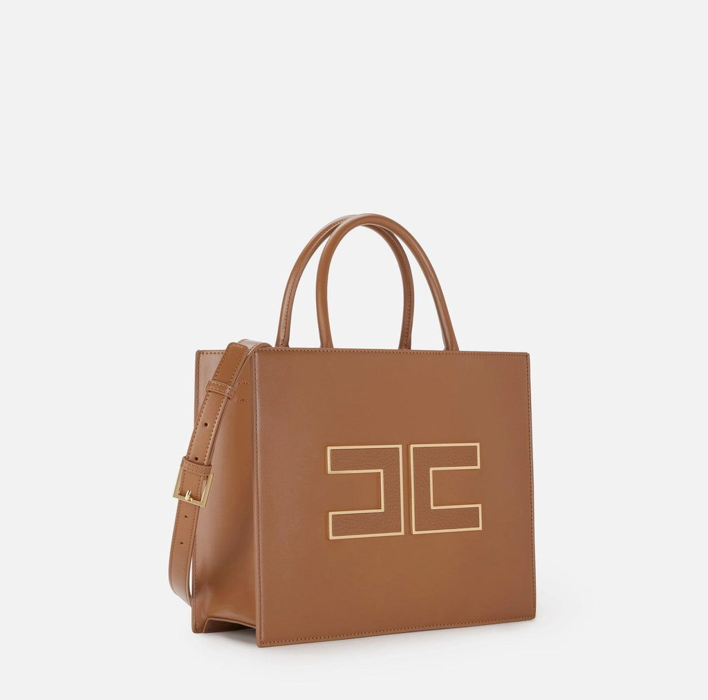Borsa tote grande con logo Brown Sugar BS32A56E2 EC1-BROWN SUGAR ELISABETTA FRANCHI 