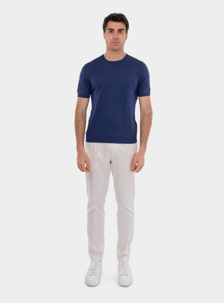 T-shirt uomo in seta blu 43112/23503 570 GRAN SASSO 