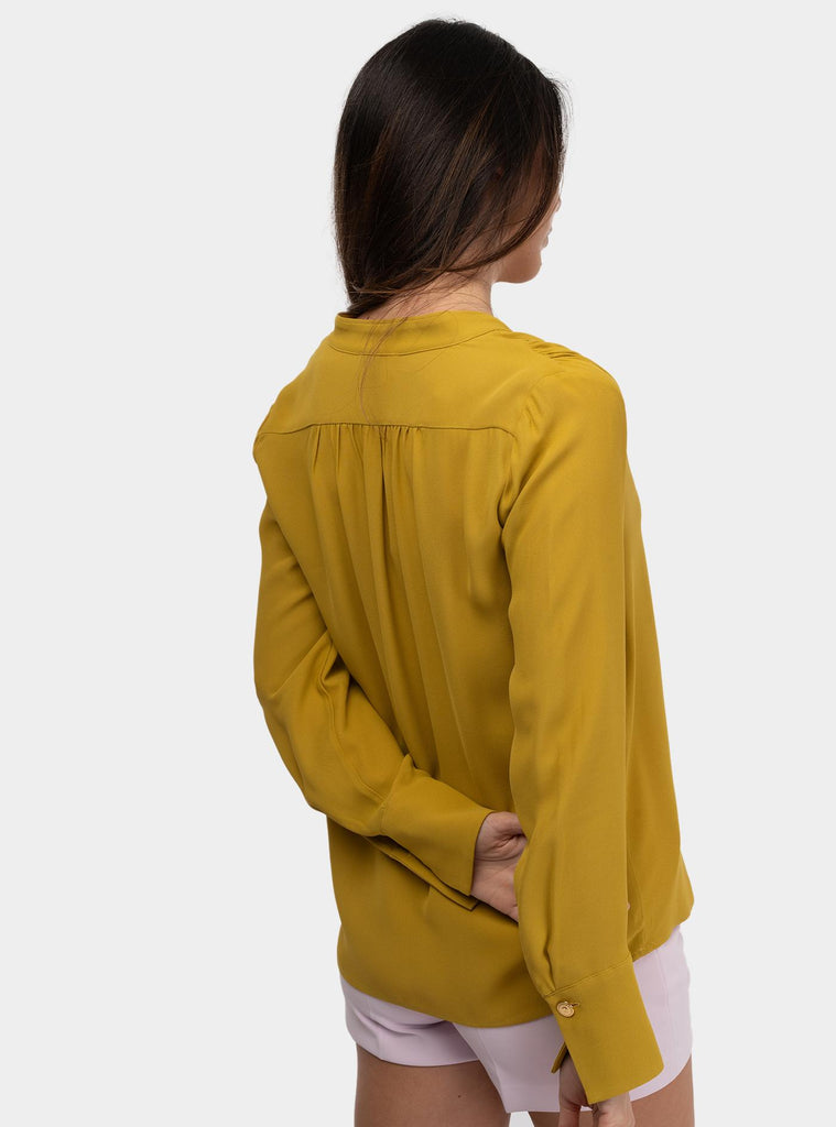 Camicia in georgette con charms e logo Senape CA08051E2V440 DC6CURRY ELISABETTA FRANCHI 