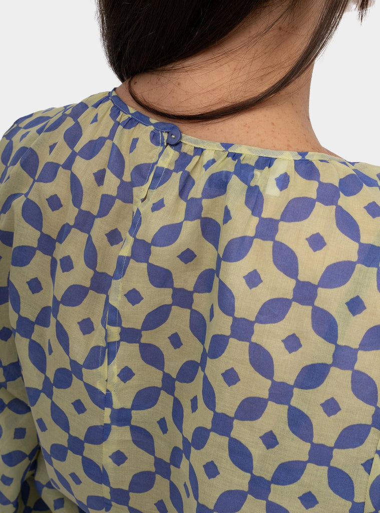 Blusa maniche a sbuffo a fantasia Multicolor SS25612T056 PLATANO NIU 