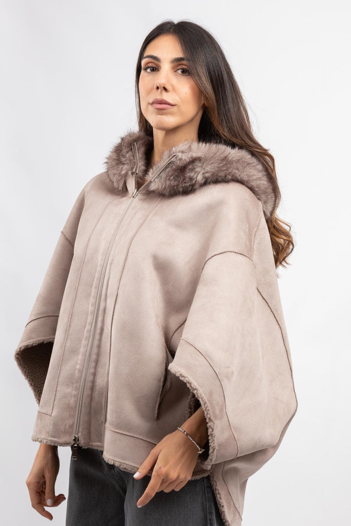 Eco montone con zip reversibile bordo zibe B618MONT 00028 MACCHIATO/DUST BEIGE BETTA CORRADI 