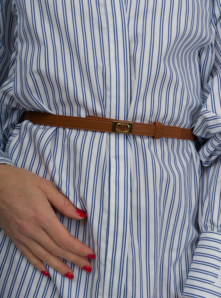 Abito in popeline di cotone con cintura AB85952E2 DL6BIANCO/OLTREMARE ELISABETTA FRANCHI 