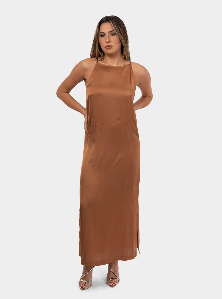 Abito sottoveste in viscosa con spacchi Nocciola DA5185 NOCCIOLA OTTO D'AME 