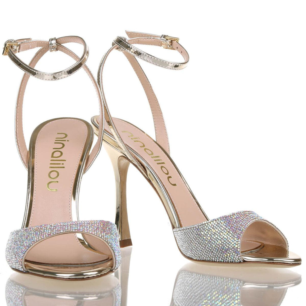 Sandalo alto MYA 90 fascia con strass 351023M9/13 PLATINO NINALILOU 
