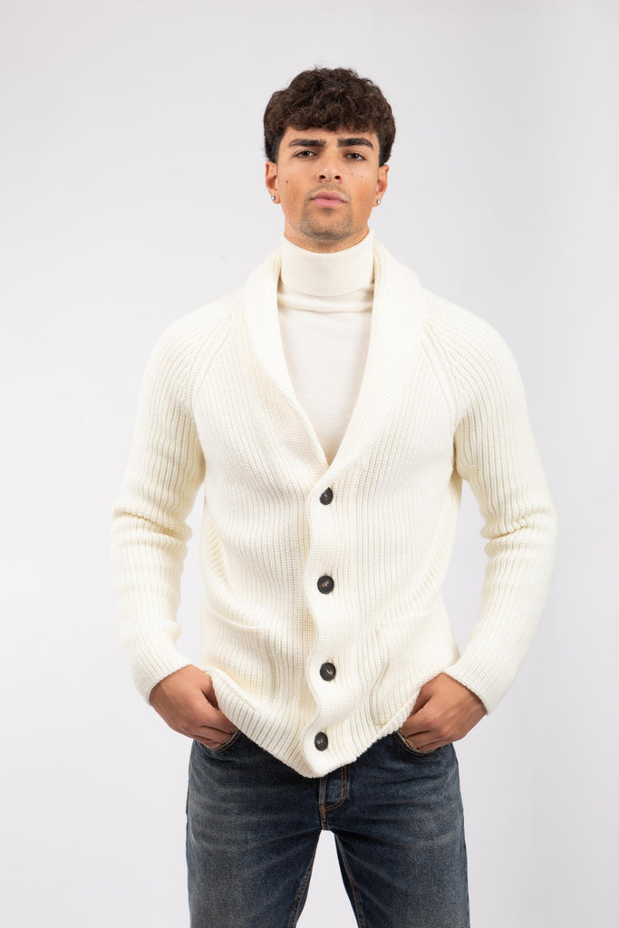 Cardigan con scollo a scialle Panna JACKSON PWI25-01 800 TAGLIATORE 