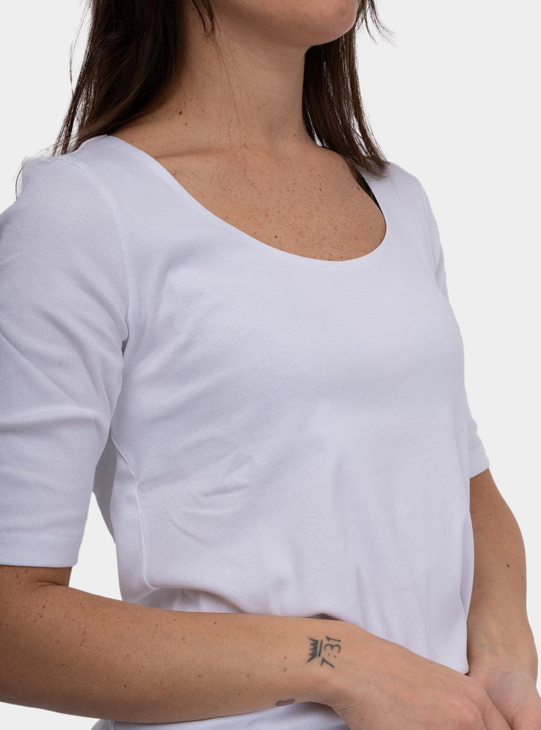 Maglia donna girocollo con maniche a 3/4 bianco 60271/80302 001 GRAN SASSO 