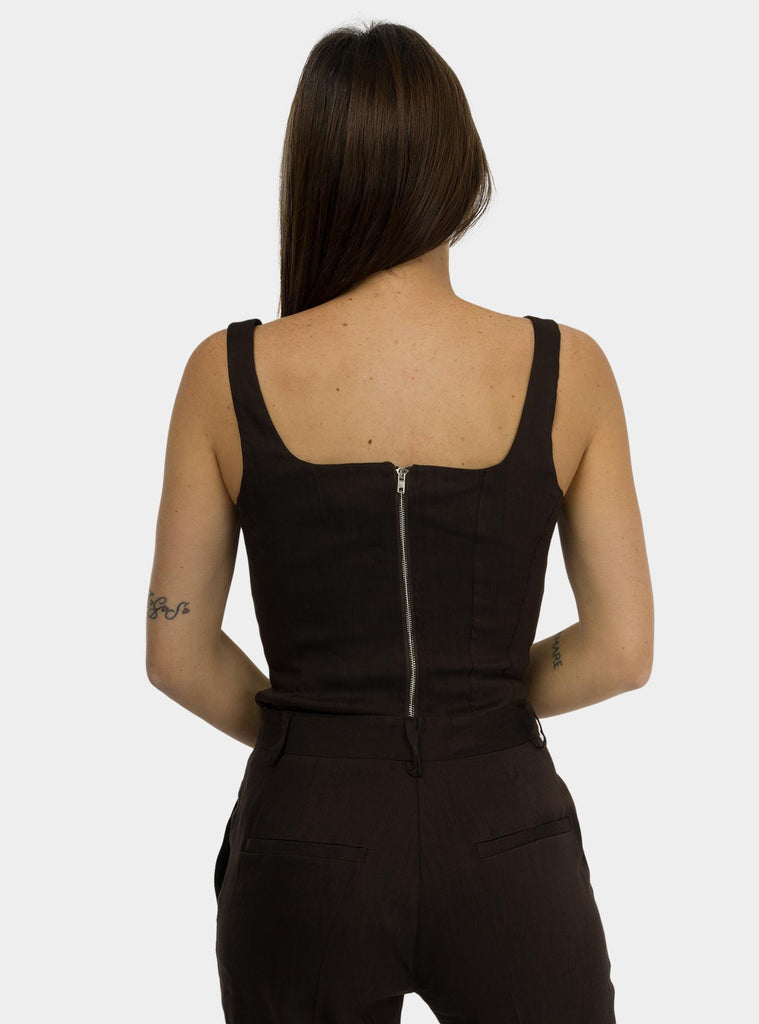 Top in lino Marrone DT9164 CIOCCOLATO OTTO D'AME 