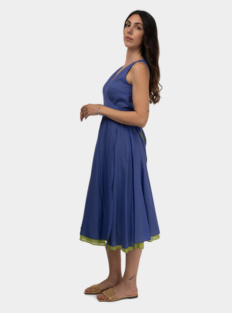 Abito doubleface scollo a V Viola SS25114T028 AZUL NIU 