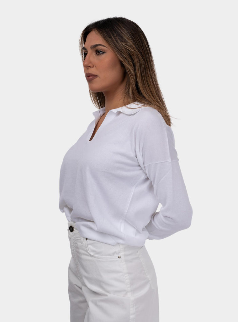 Polo donna a maniche lunghe bianco 57288/14005 001 GRAN SASSO 