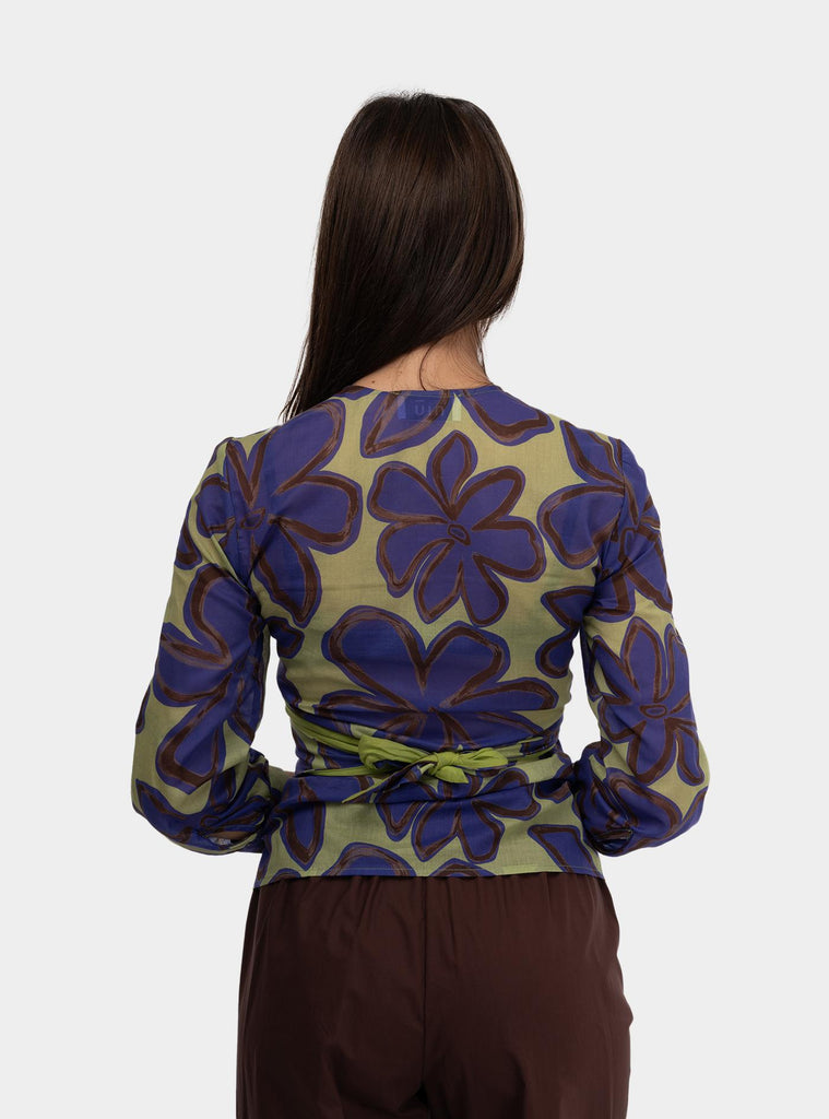 Camicia con nodo a fantasia Multicolor SS25610T056 AZUL NIU 