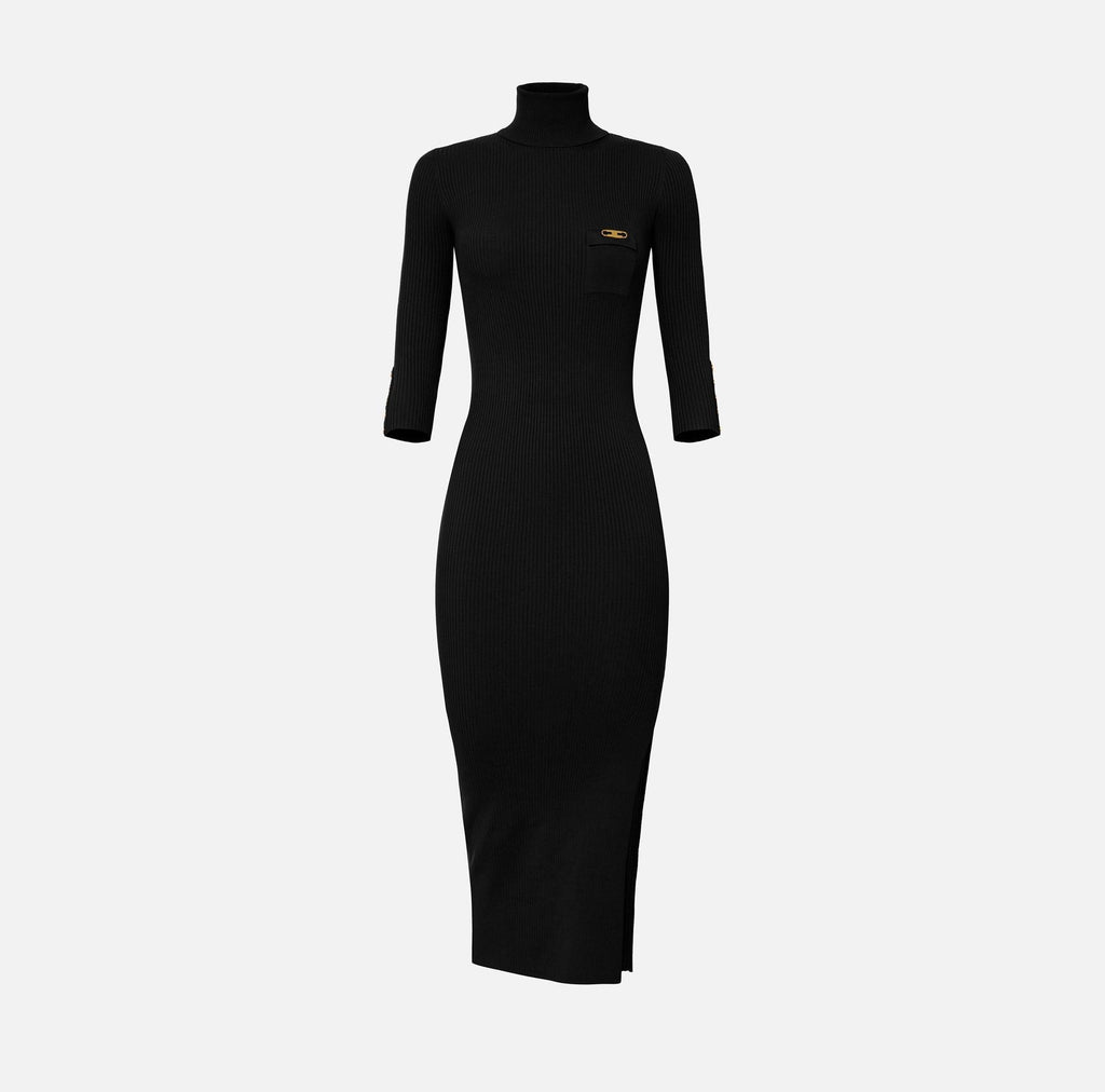 Abito in maglia a costine collo alto Nero AM23B56E2 110 NERO ELISABETTA FRANCHI 
