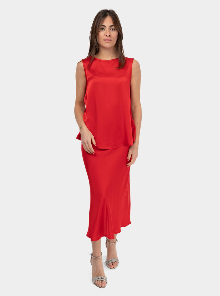 Gonna in viscosa fluida Rosso DN6124-2 RED OTTO D'AME 