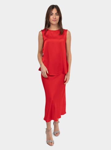 Gonna in viscosa fluida Rosso DN6124-2 RED OTTO D'AME 