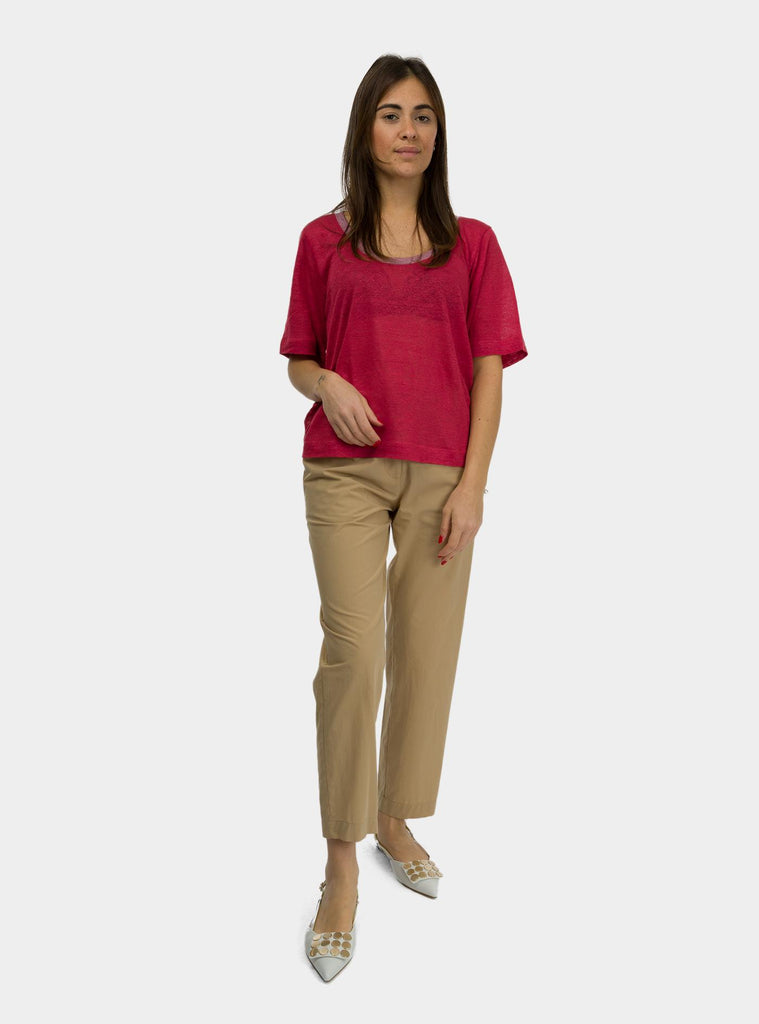 Pantalone alla caviglia in popeline Sabbia DP9740-1 SABBIA OTTO D'AME 