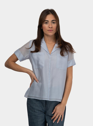 Blusa con taschini Celeste 511SD45018 GLASS ALESSIA SANTI 