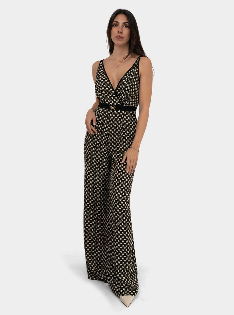 Tuta in georgette con stampa a rombi Nero TU03551E2 DJ5 NERO/BURRO/CURRY ELISABETTA FRANCHI 