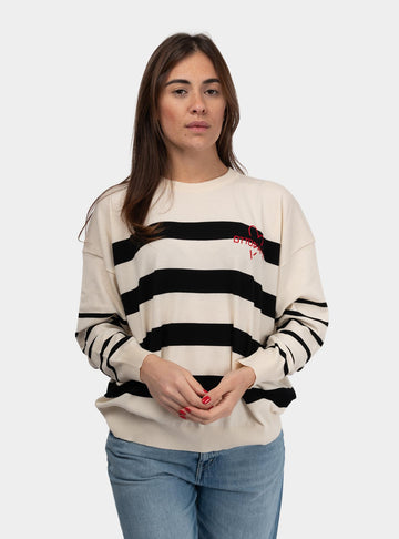 Maglia manica lunga a righe Panna Nero DK8189 UNICA OTTO D'AME 