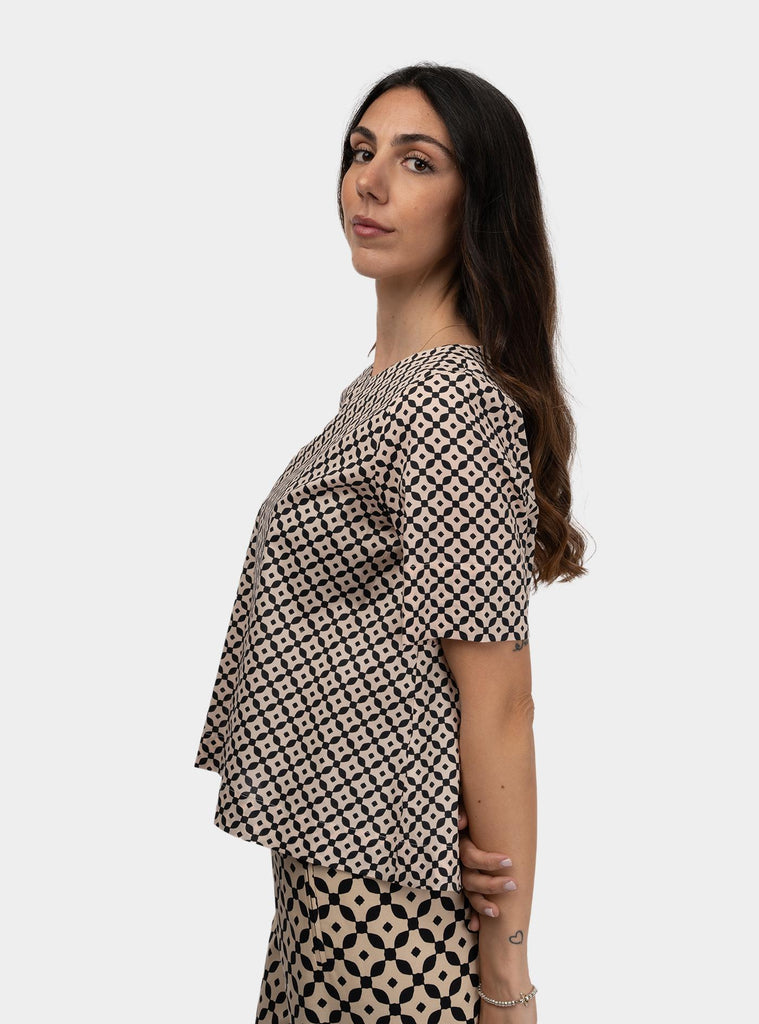 Camicia scatoletta fantasia Beige SS25606T029 RAIA NIU 