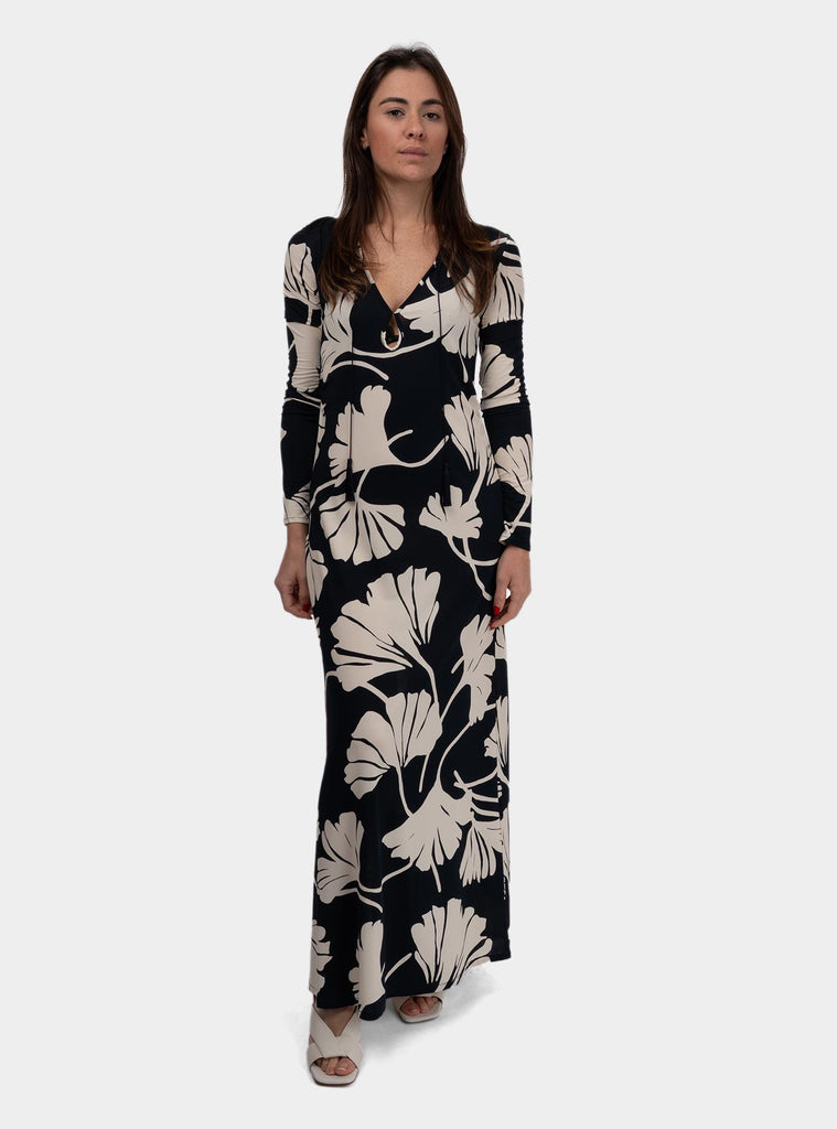 Abito lungo scollo a v printed FF0031-0125 019 1ONE 