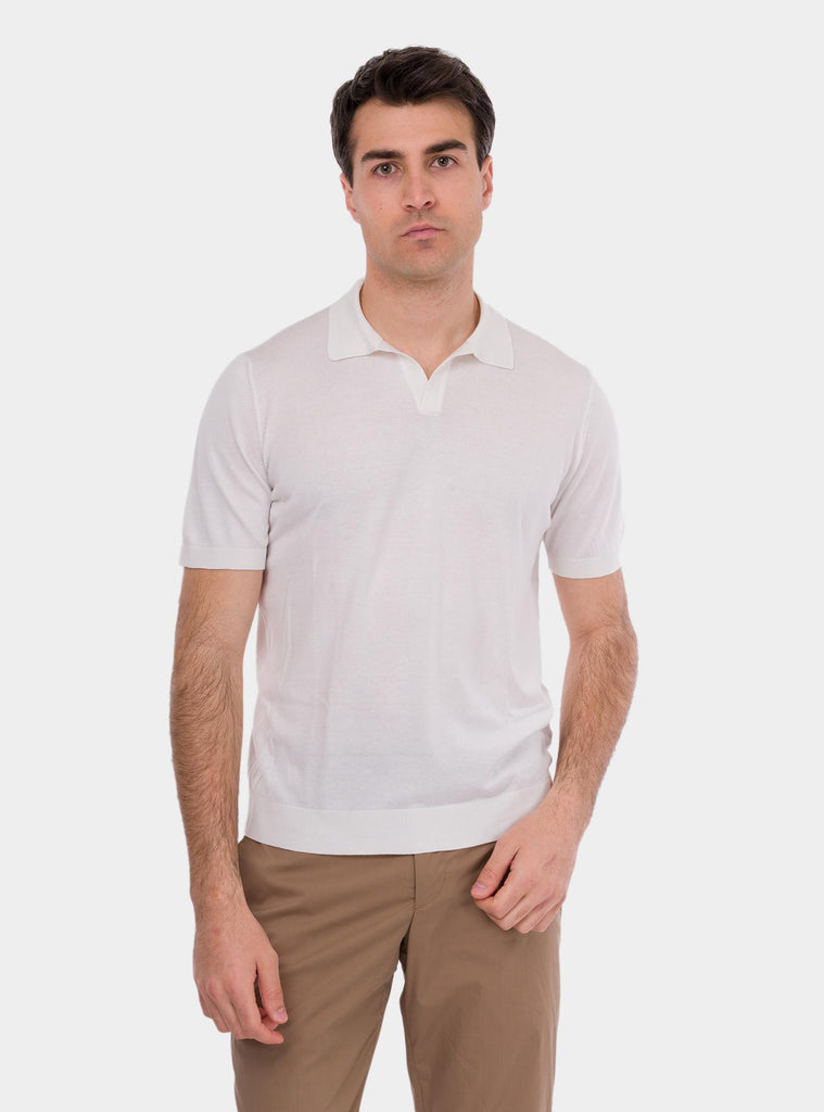 Polo uomo in seta bianco 43129/23503 005 GRAN SASSO 