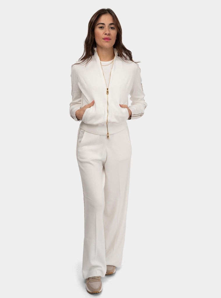 Cardigan in viscosa con bande a contrasto Bianco MK33S51E2 DK6 AVORIO/GREIGE ELISABETTA FRANCHI 