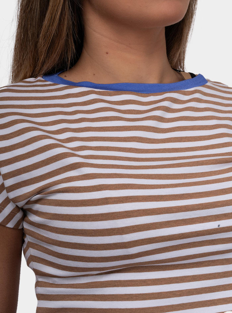 T-shirt a righe con profili a contrasto Tobaco SS25513J013 TOBACO NIU 
