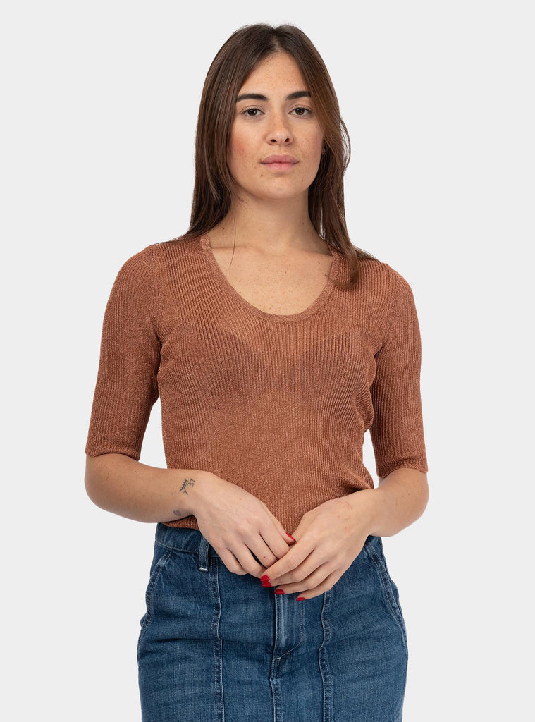 T-shirt laminato a coste Bronzo 51-K02 2 UNIVERSEL 
