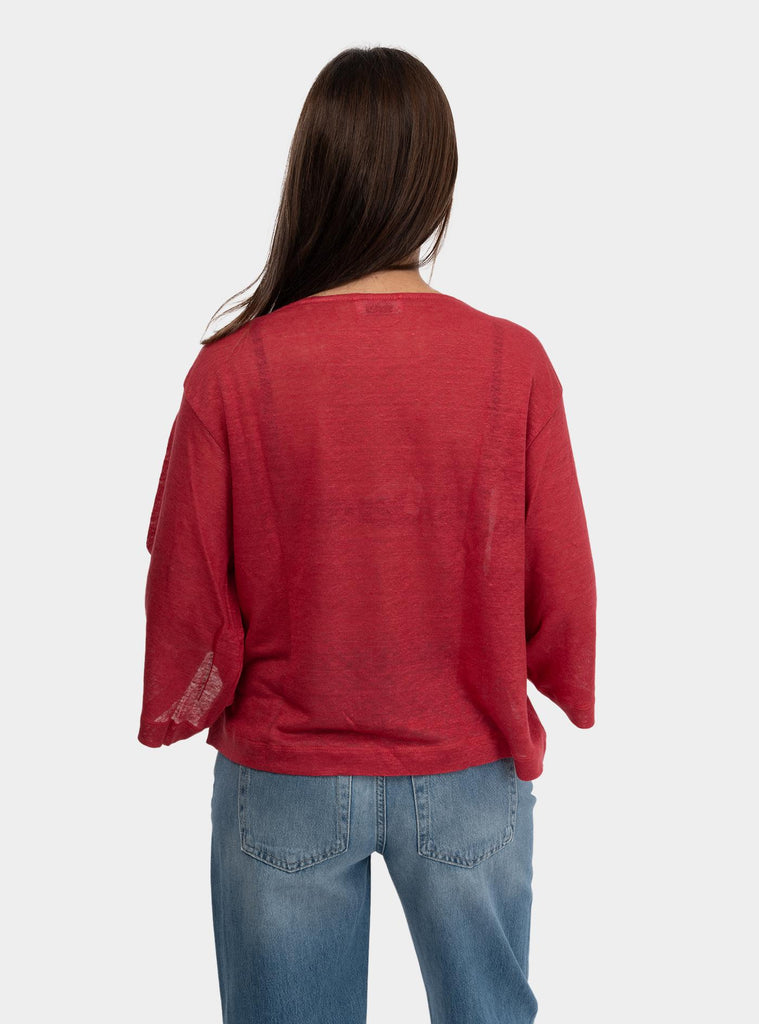 Maglia in lino manica 3/4 Rosso DM8118 LAMPONE OTTO D'AME 