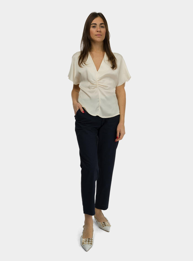Pantalone alla caviglia in popeline Blu DP9740-1 NIGHT OTTO D'AME 