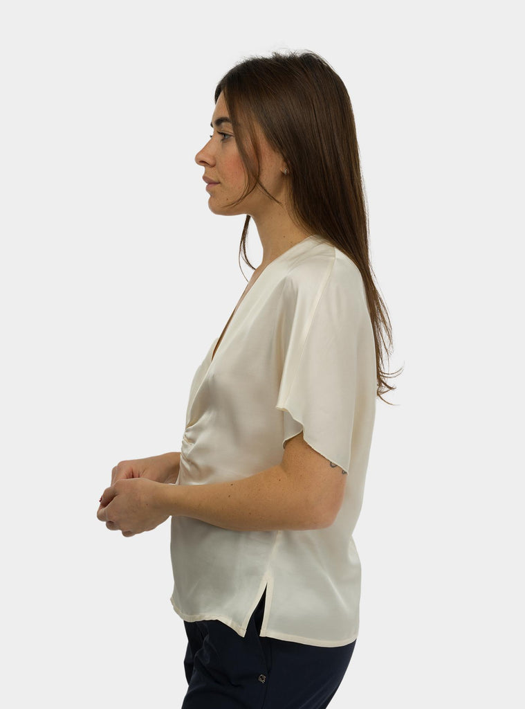 Blusa manica a farfalla e arriccio Panna SALVIA 1294GARDENIA HANAMI D'OR 