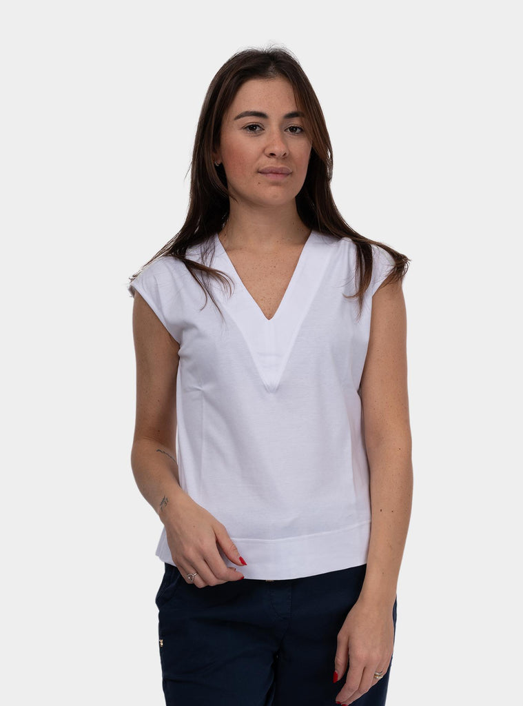 Maglia donna scollo a V bianco 60246/80566 001 GRAN SASSO 