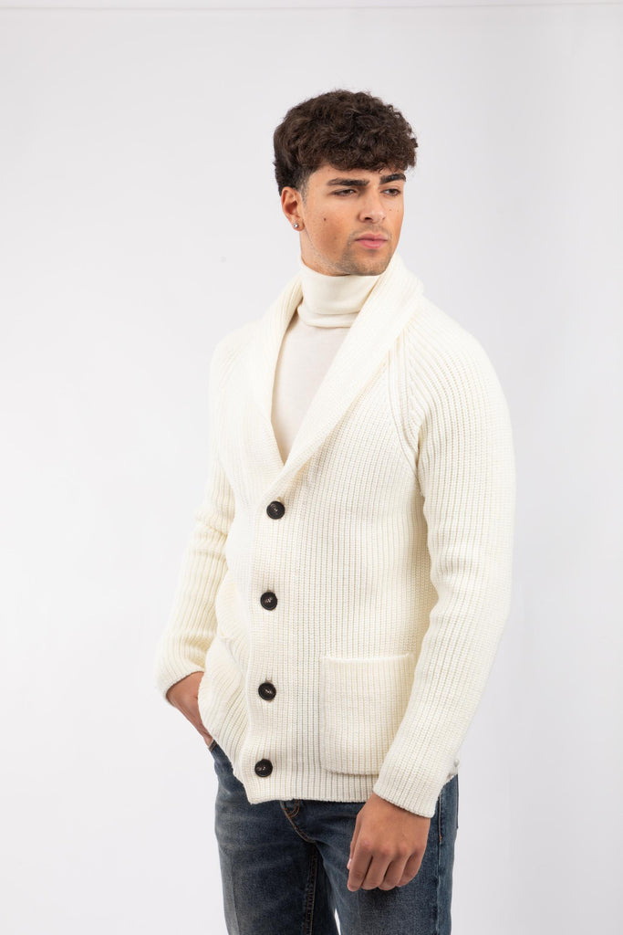 Cardigan con scollo a scialle Panna JACKSON PWI25-01 800 TAGLIATORE 