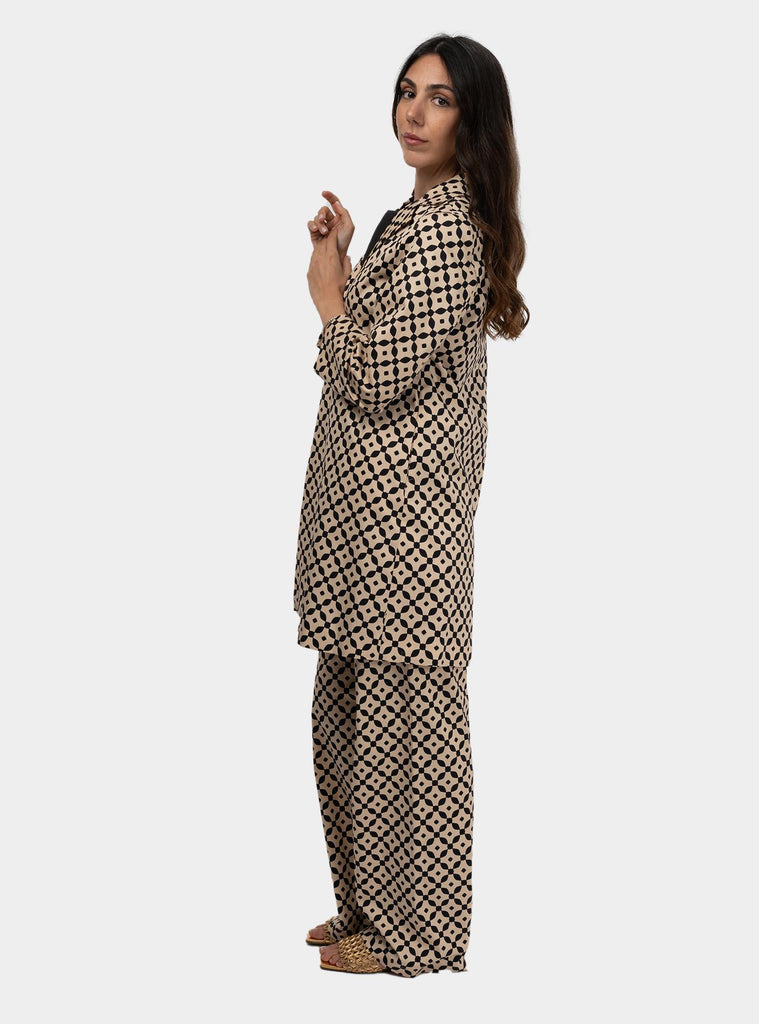 Spolverino in cotone con stampa geometrica Beige SS25309T00K PRAIA NIU 