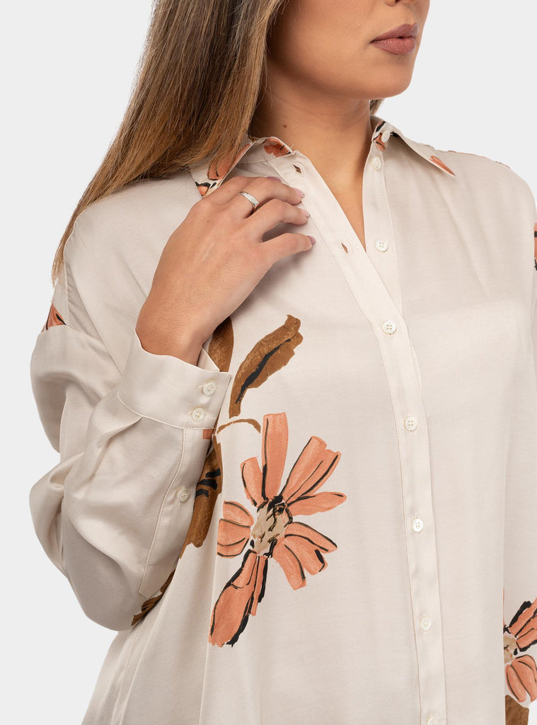 Camicia in viscosa a fantasia Panna DC5132 LATTE OTTO D'AME 