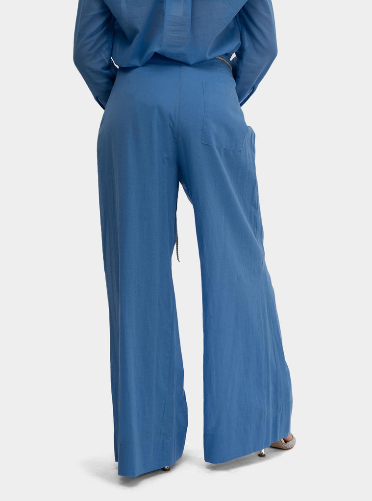 Pantalone ampio con nervature con cinturino Celeste SHOTO 1240 IRIS HANAMI D'OR 