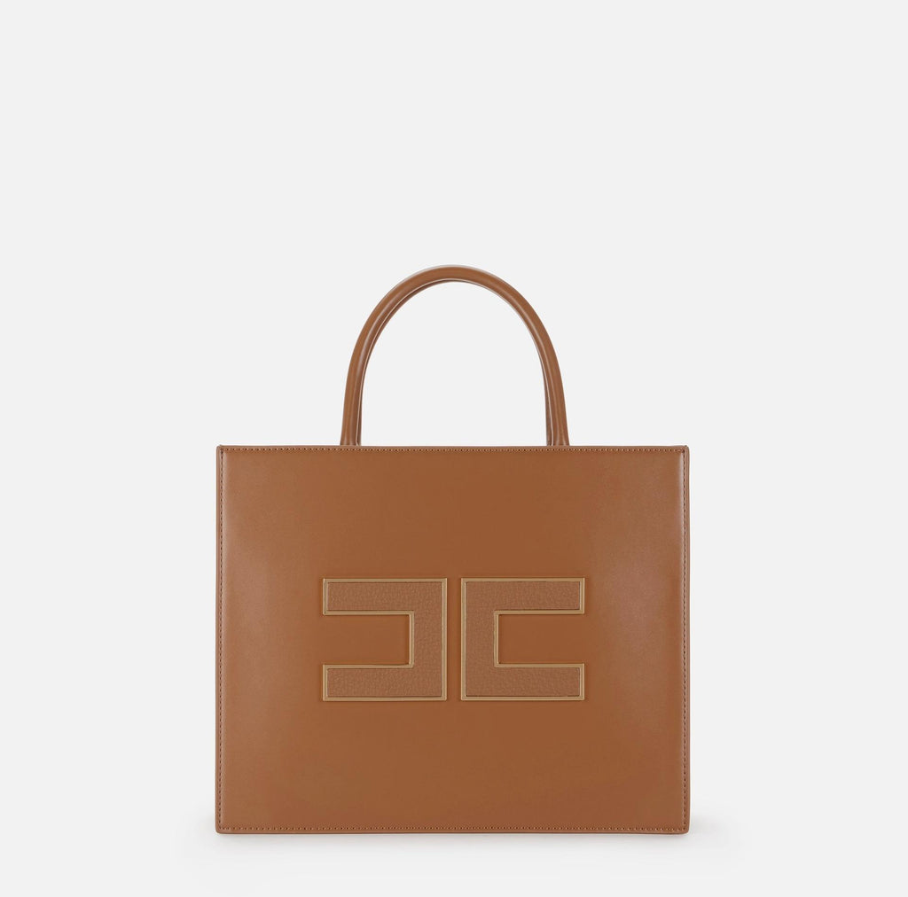 Borsa tote grande con logo Brown Sugar BS32A56E2 EC1-BROWN SUGAR ELISABETTA FRANCHI 