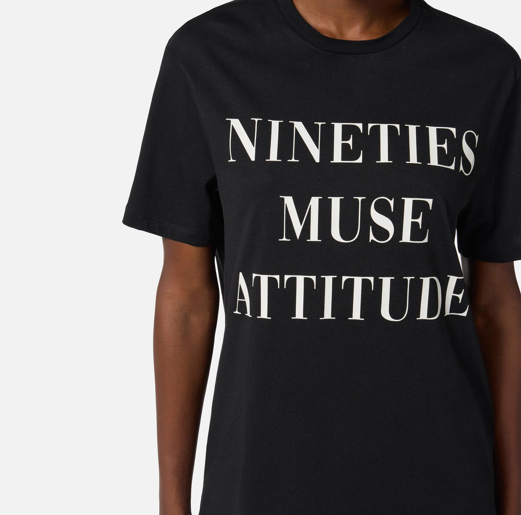 T-shirt in jersey di cotone con lettering Nero MA65D56E2 110 ELISABETTA FRANCHI 