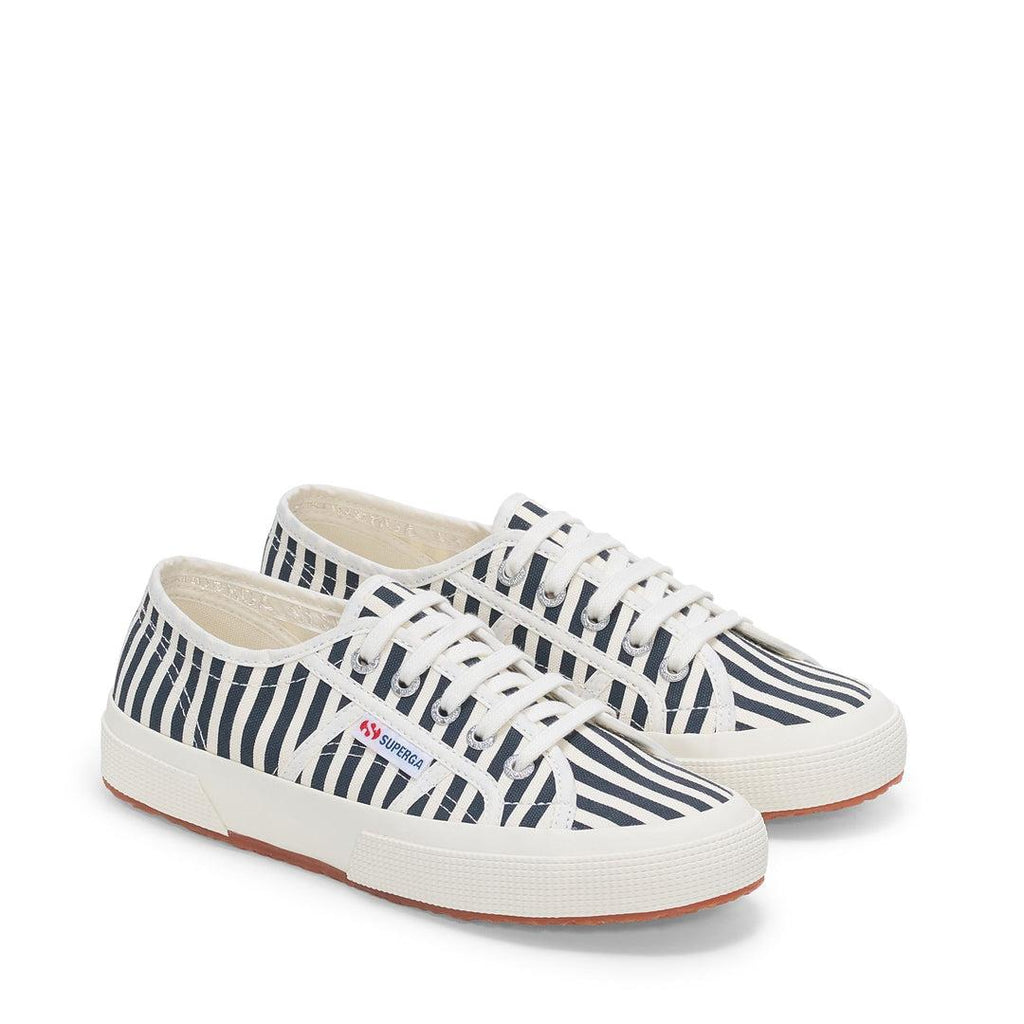 Superga 2750 stripes print white navy 2740STRIPESPRINT WHITE NAVY SUPERGA 