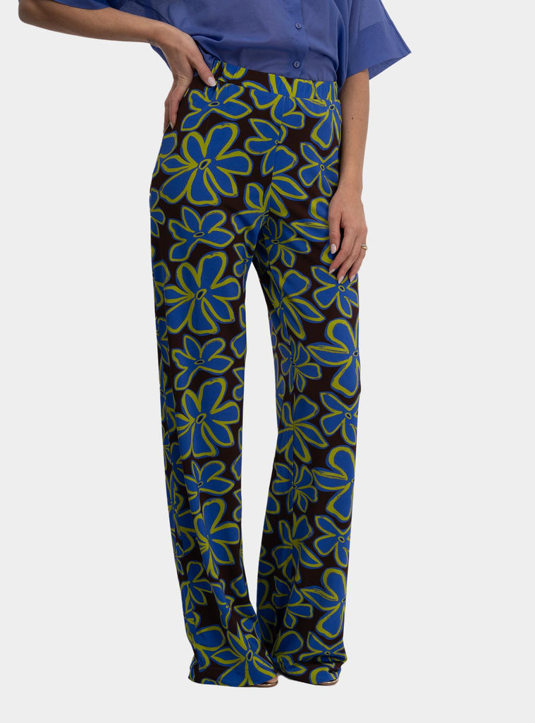 Pantalone fantasia in misto viscosa Marrone SS25223J025 TOBACO NIU 